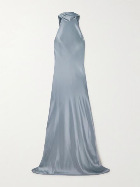 Sienna satin halterneck gown Light blue
