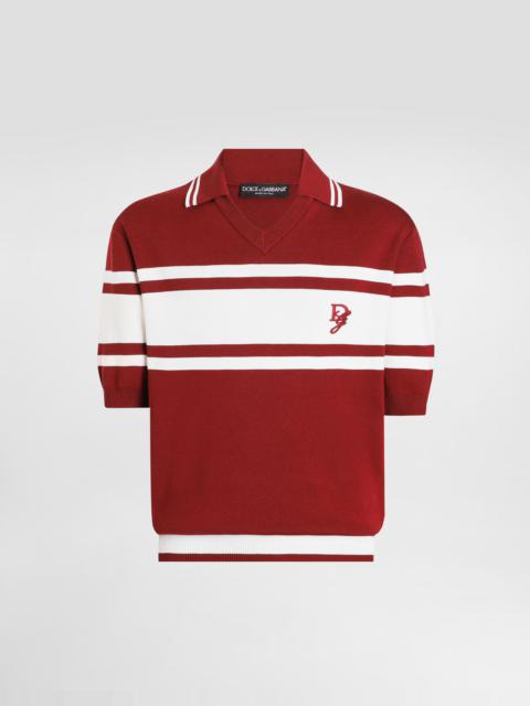 Silk and cotton polo-shirt with logo embroidery