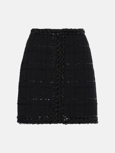 Sequined wool-blend bouclé miniskirt