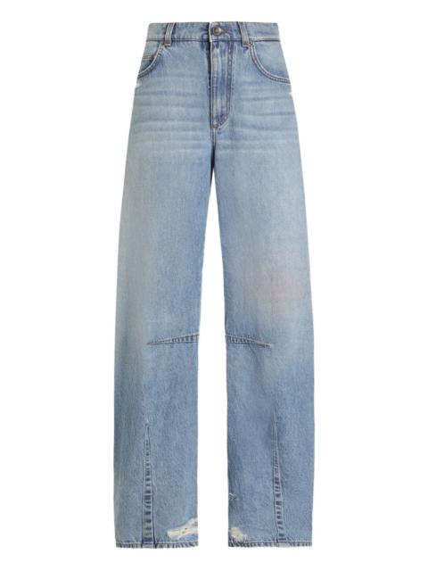 panel distressed jeans