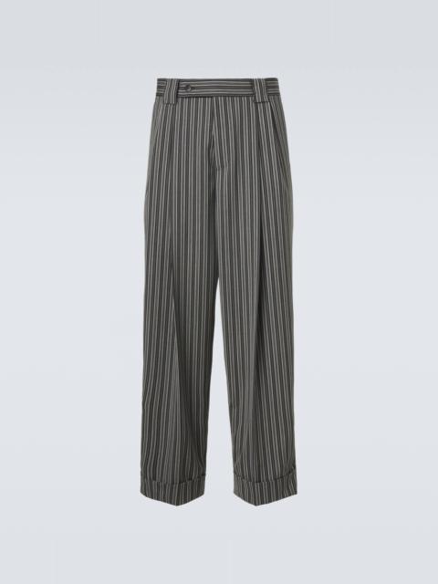 Striped virgin wool straight pants