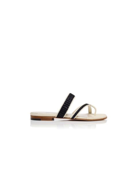 Cream Raffia Flat Sandals
