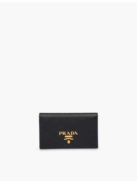 Brand-Embellished Leather Card Holder