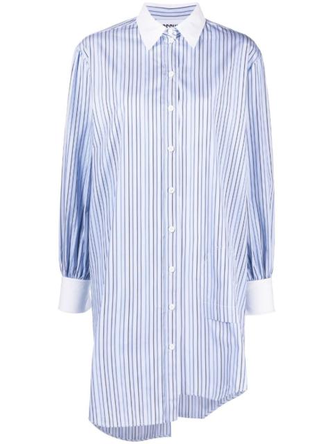 striped asymmetric shirt dress
