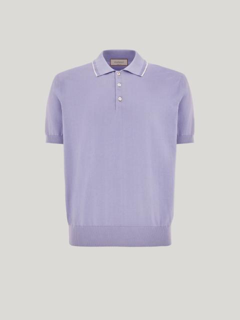 LILAC POLO SHIRT IN GARMENT-DYED GIZA COTTON WITH CONTRASTING PIPING