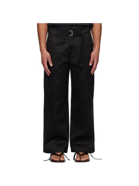 Black Cotton Chino & Nylon Twill Cargo Pants
