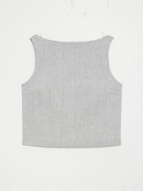 Sleeveless Boatneck Top in Textured Linen