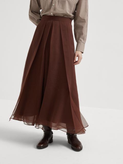 Crispy silk paneled circle skirt