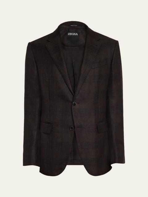 Men's Cashmere and Silk Tonal Plaid Sport Coat
