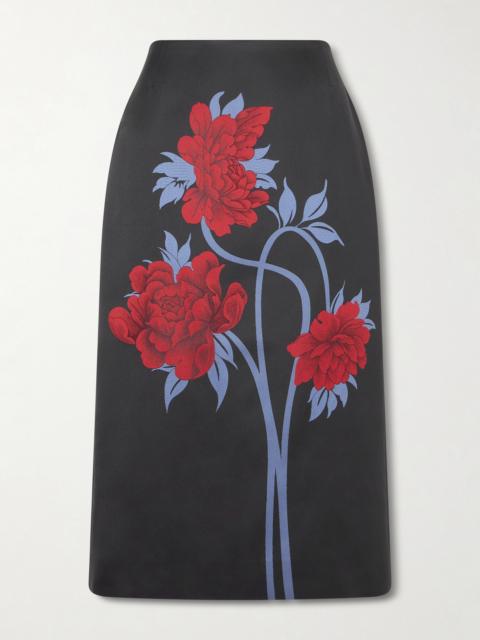 Floral-print Twill Midi Skirt