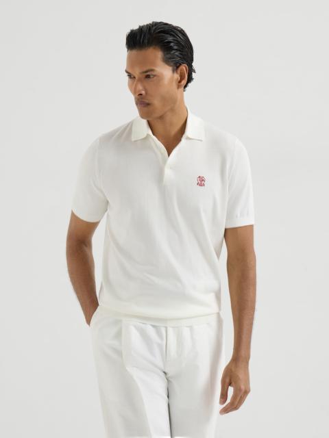 Cotton lightweight knit polo shirt with logo