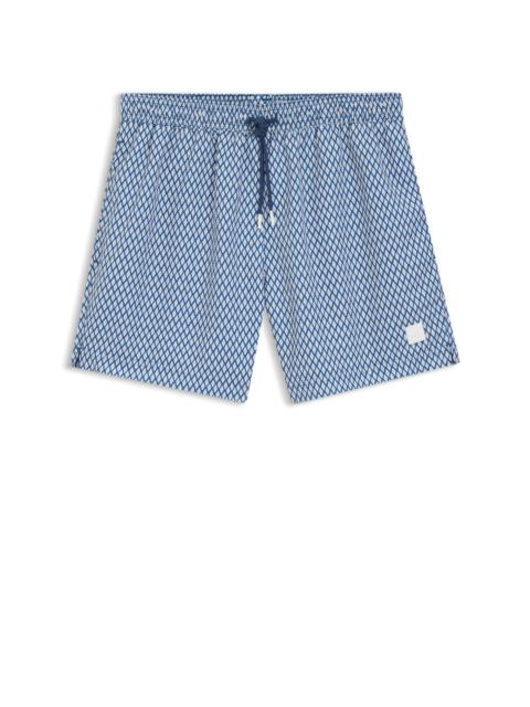 MICRO-PRINT SWIM SHORTS IN QUICK-DRY FABRIC