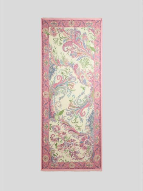 SCARF WITH FLORA AND FAUNA MOTIF