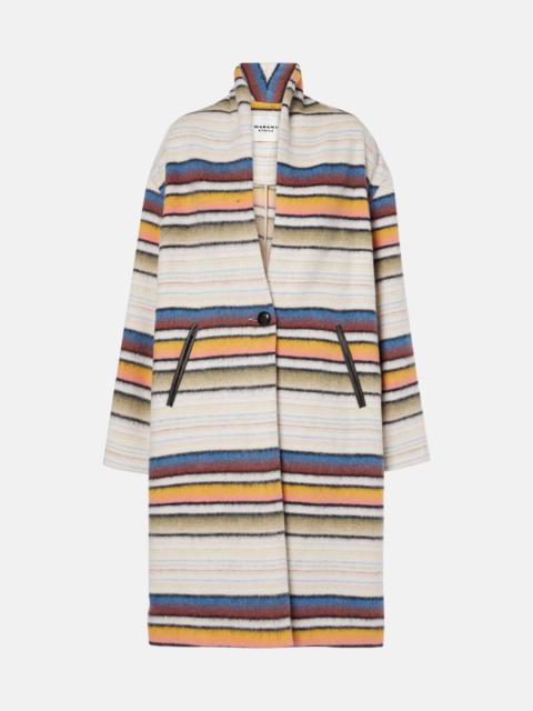 Striped wool-blend coat