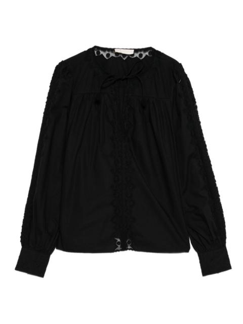 Kady lace-embroidery long-sleeve blouse