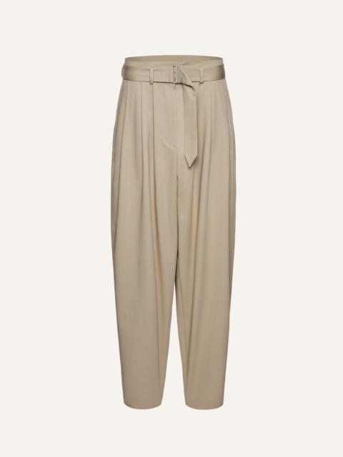 Pleated tapered trousers in beige