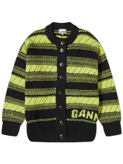 GANNI Organic Wool Stripe Cardigan