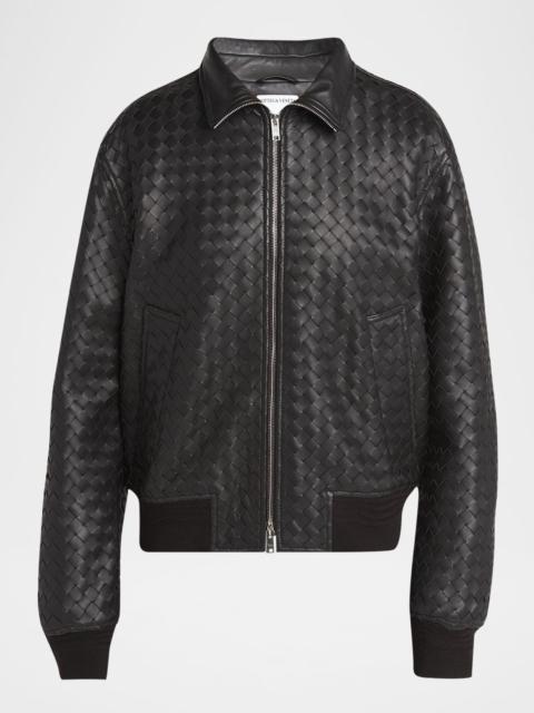 Intrecciato Leather Zipped Jacket