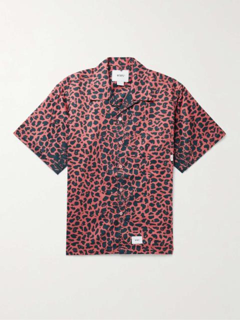 Night Vision Camp-Collar Leopard-Print Cotton-Twill Shirt