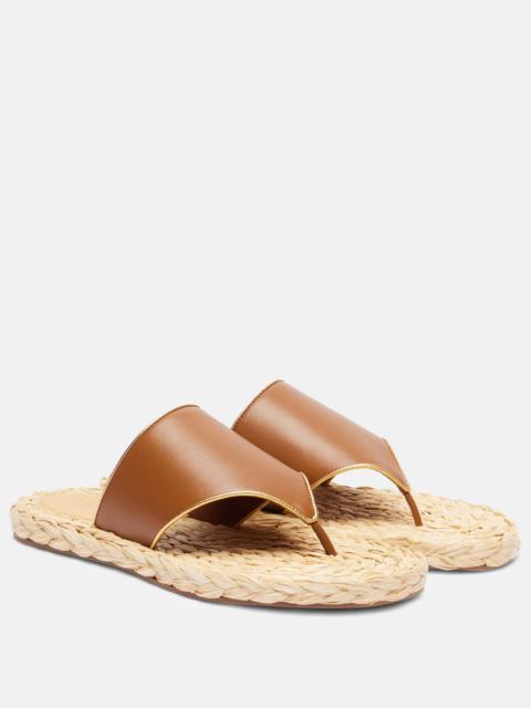 Amalfi leather-trimmed espadrille slides