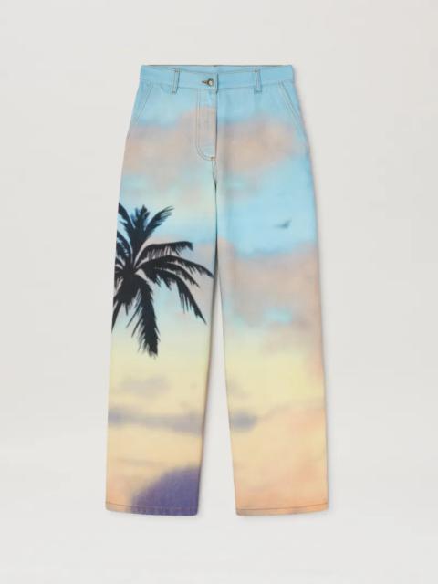 Sunrise Palm baggy denim pants