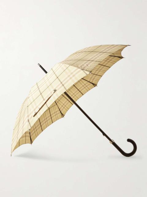 Checked Wood-Handle Umbrella