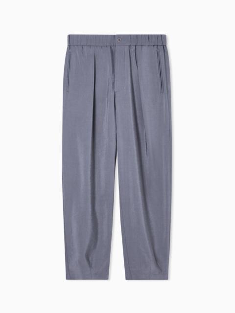 WASHED, SILK-BLEND, SINGLE-PLEAT TROUSERS