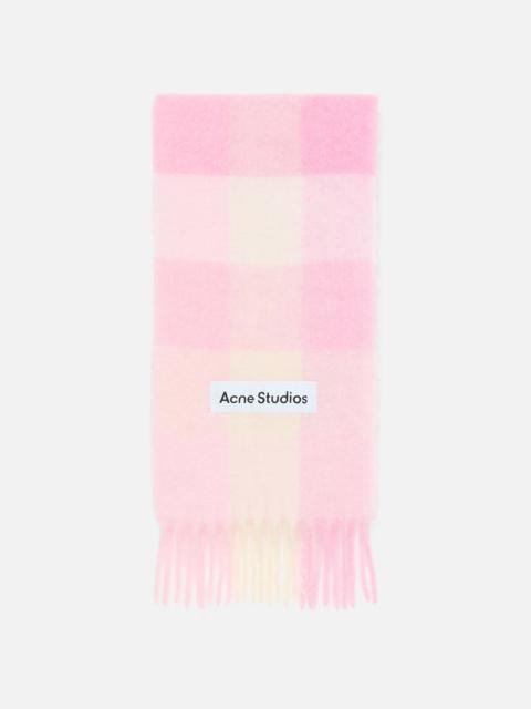 Mohair checked scarf - Candy Pink/White/Pale Pink