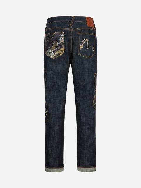 Multi-Pocket with Brocade Patch Regular Fit Jeans #2000