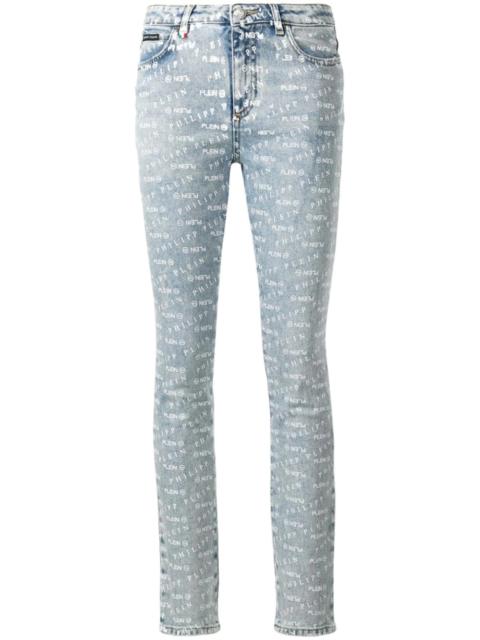 logo print skinny jeans