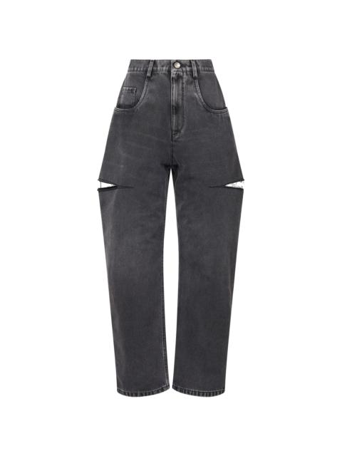 CUT OUT JEANS - BLACK WASHED