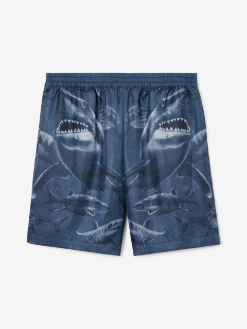 Shark Print Silk Shorts