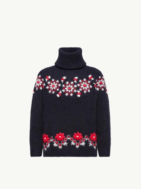 Hand-Embroidered Alpaca & Wool Turtleneck Sweater