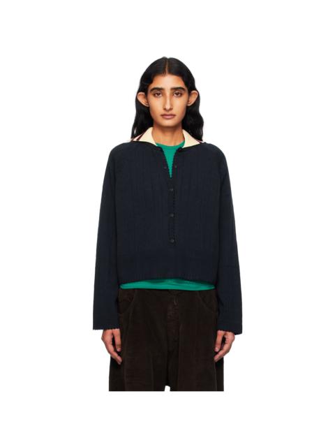 Navy Organic Cotton Long Sleeves Cardigan