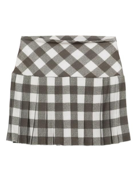 pleated checked skirt