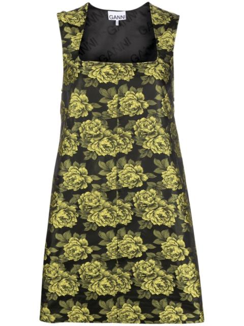 flower jacquard suiting minidress