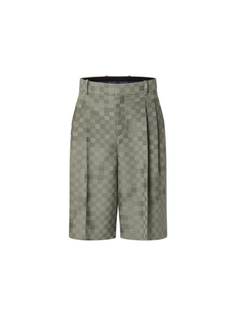 Louis Vuitton Tailored Wide Damier Damoflage Wool Shorts Grey