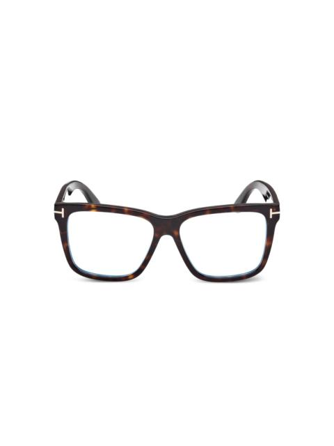 tortoiseshell square clip-on glasses