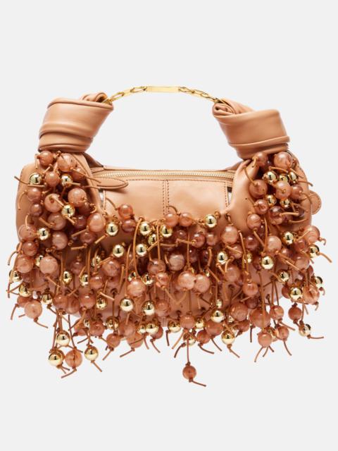 Foam beaded leather shoulder bag