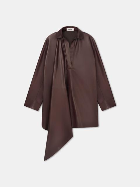 LENNOX
Leather shirt dress with drape detail