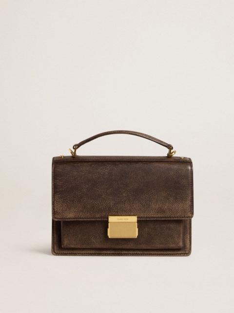Venezia Bag in vintage dark brown embossed leather with gold details