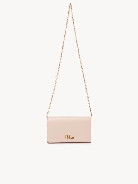 CHLOÉ ICONIC FLAP WALLET ON CHAIN IN SHINY LEATHER