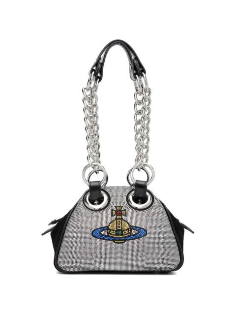 Black Hotfix Diamante Archive Chain Bag