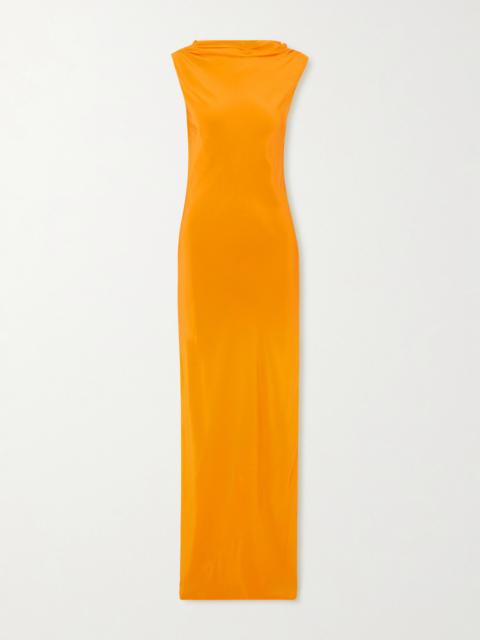 Isla Open-back Draped Silk Crepe De Chine Gown