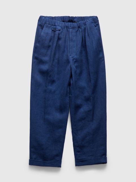 2-Pleats Cotton Linen Relax Trousers in Navy