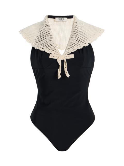 Kendall Crochet Halter One-Piece black