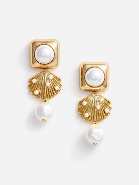 Gold Pearl Shell Earrings