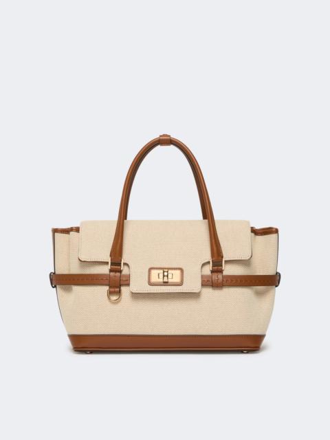 Cotton canvas and leather handbag - POWDER