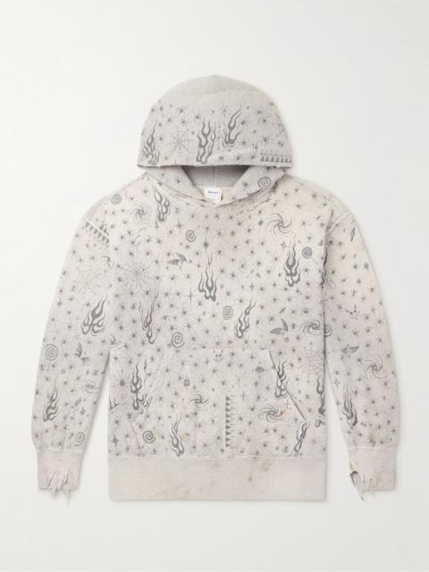 + Dr. Woo Distressed Printed Cotton-Jersey Sweatshirt Gray