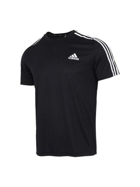 adidas M 3s T Casual Sports Side Stripe Round Neck Short Sleeve Black GM2105